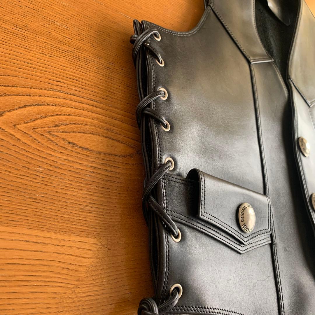 craft leather ハンドメイド　サドルレザーベスト　コンチョ　ハーレー