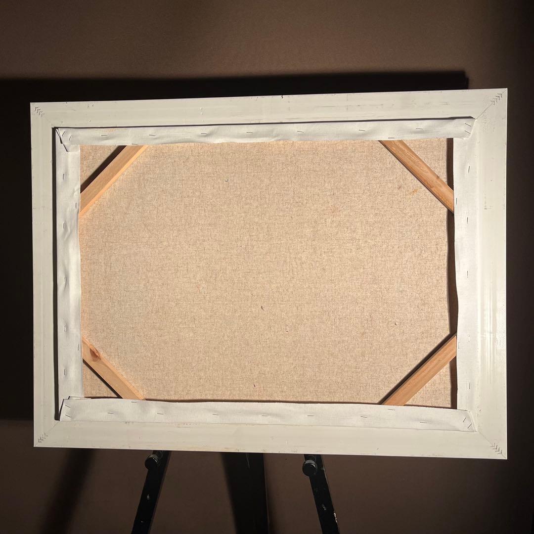 ★秀作★ 手書き油絵 クロード・モネ 睡蓮の池 黄金色 額付 絵画 油彩画