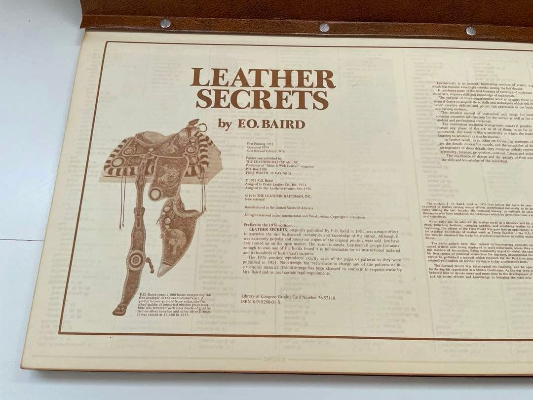 LEATER SECRETS By F.O. BAIRD レザークラフト美品