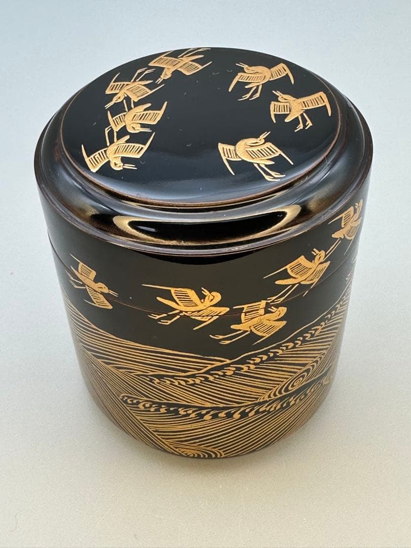 茶道具棗　辻石斎　波に千鳥　薬器