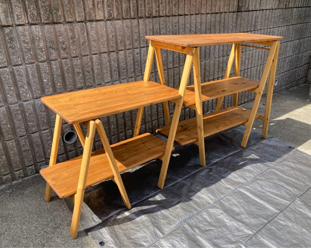 木製キッチンテーブル　キャンプ　アウトドア　ラック