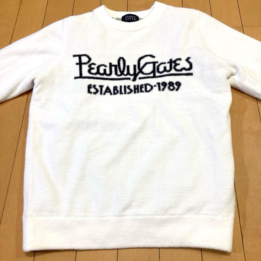 【良品】PEARLYGATES 裏付きクルーネックニットプルオーバー 防風防寒