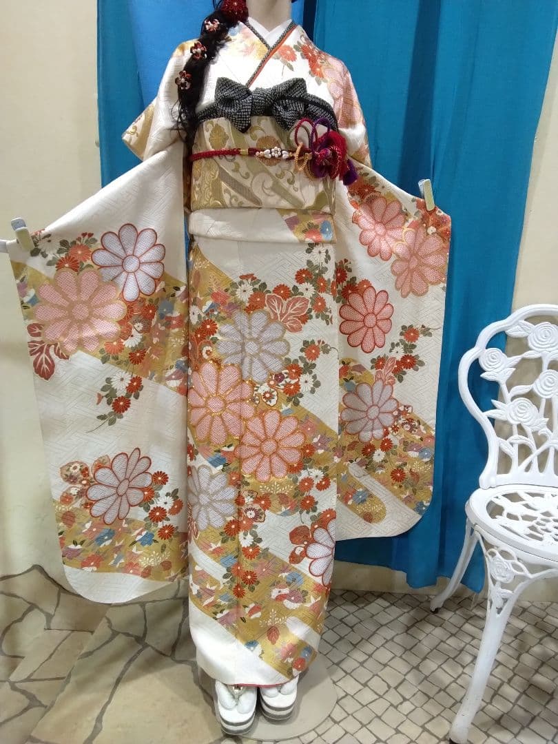 振袖フルセット、三越振袖成人式、重ね衿帯揚げ帯締め、西陣袋帯、襦袢、ガード加工