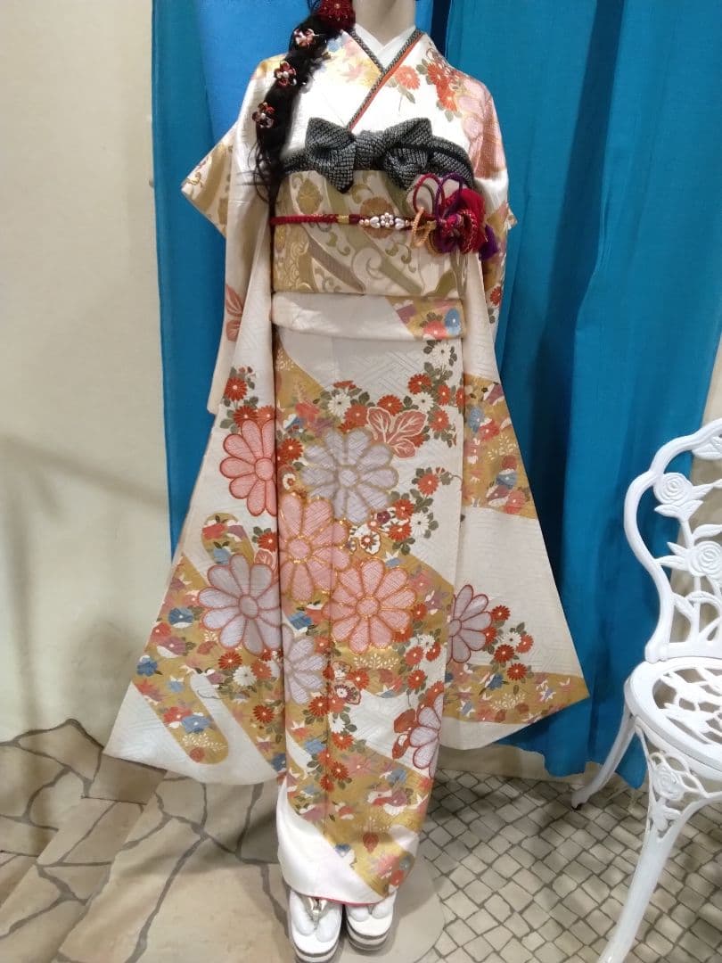 振袖フルセット、三越振袖成人式、重ね衿帯揚げ帯締め、西陣袋帯、襦袢、ガード加工