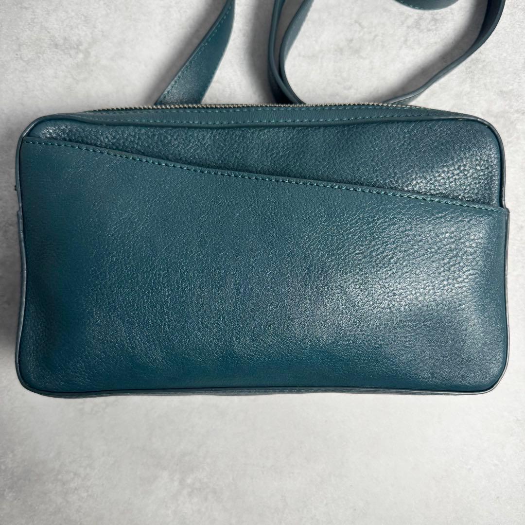 ✨極美品✨マザーハウス リニア ショルダーバッグ ロゴ レザー レディース 深緑