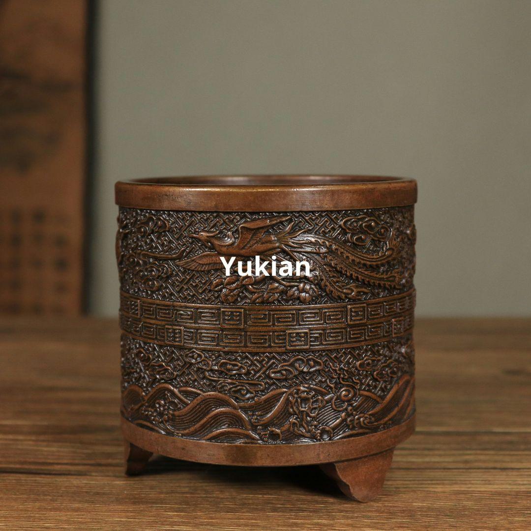 龍鳳香炉 筒式炉 龍鳳呈祥 香道具 装飾品 工芸品 美術品 置物