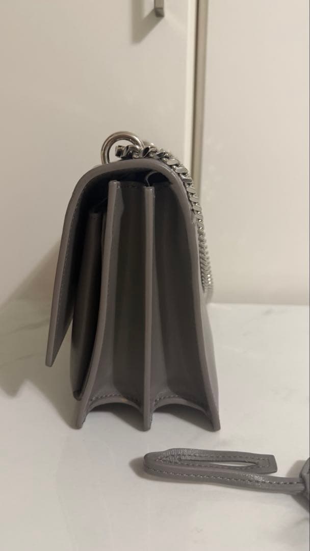 【レア】サンローランパリ サンセット レザー チェーンショルダーバッグ グレー