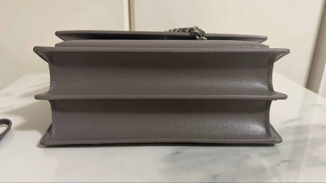 【レア】サンローランパリ サンセット レザー チェーンショルダーバッグ グレー