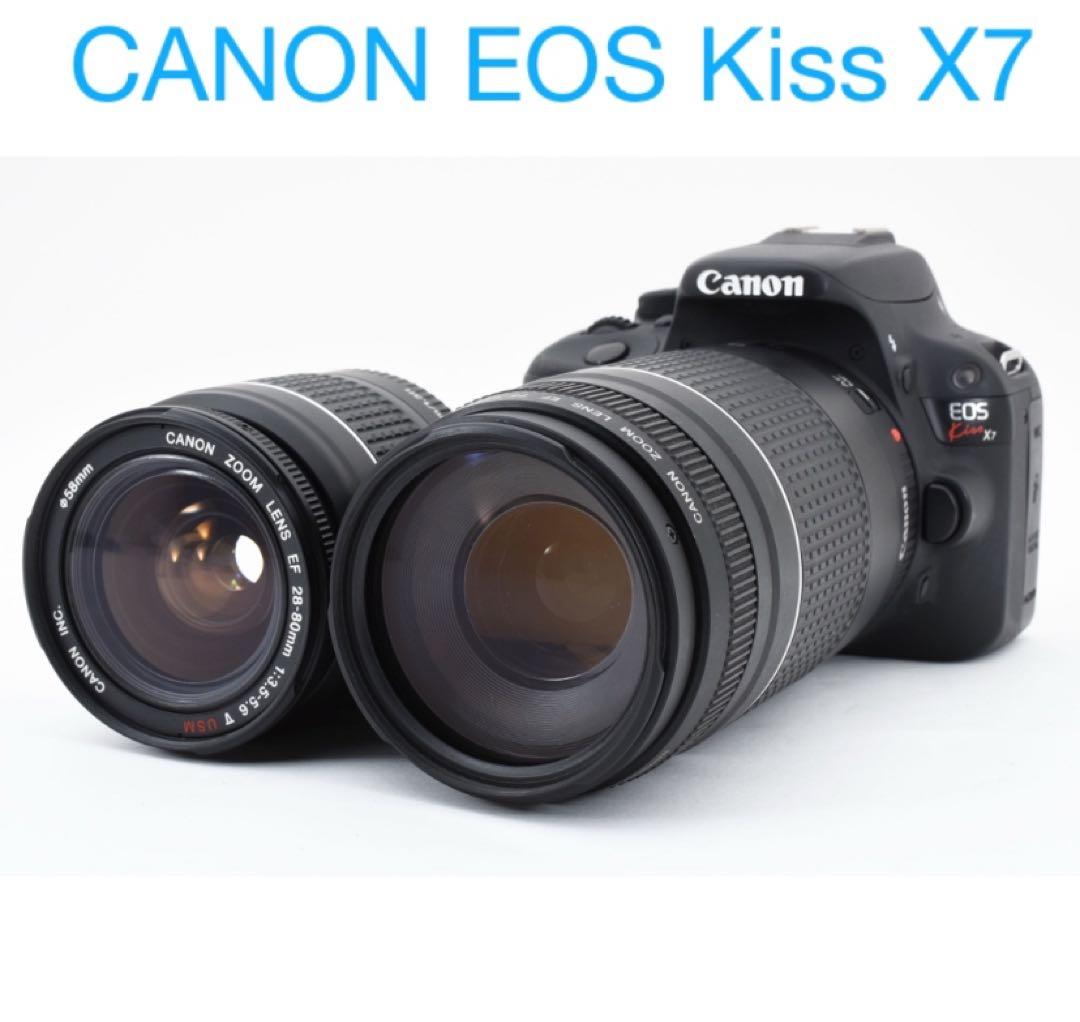 デジタル 一眼レフカメラcanon kiss x7 標準&望遠ダブルレンズセット
