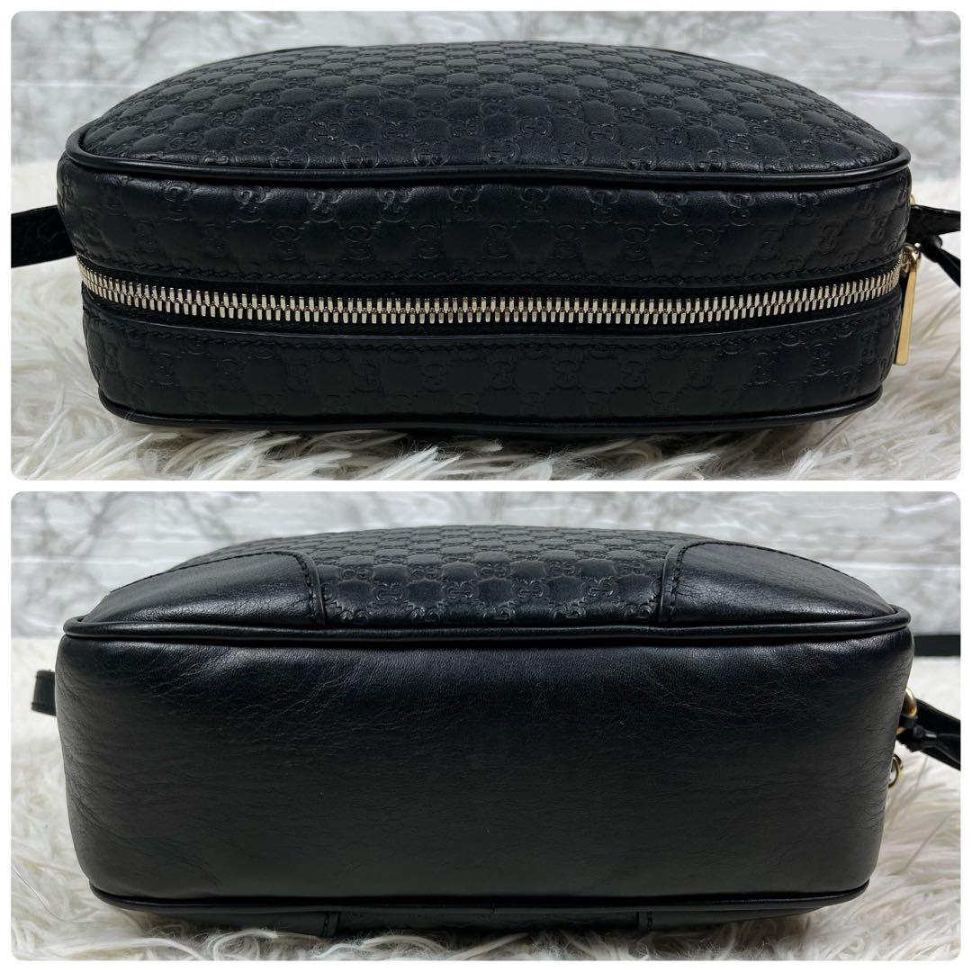 【美品】 GUCCI ショルダーバッグ GG柄 マイクロシマ レザー ブラック