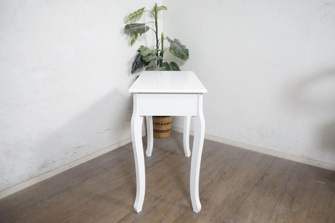 まりぃ　　猫脚デスク　引き出し　金取っ手　ホワイト