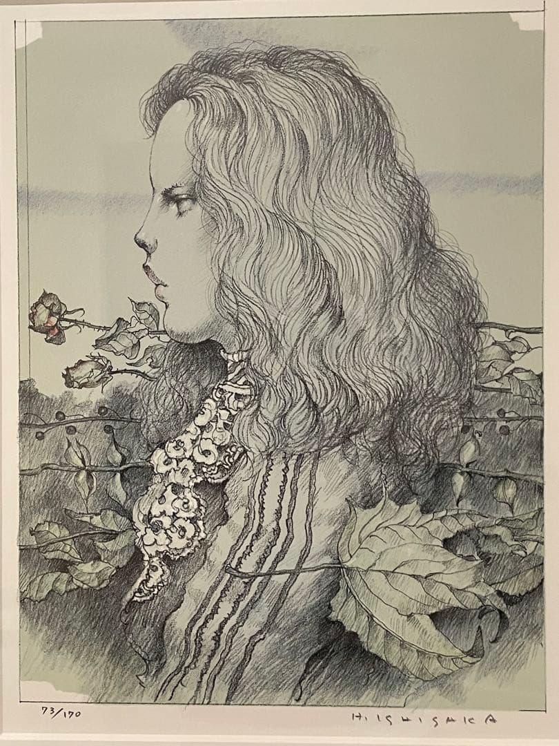 石阪春生　枯れたものたち/女のいる風景　リトグラフ　額装　サイン有