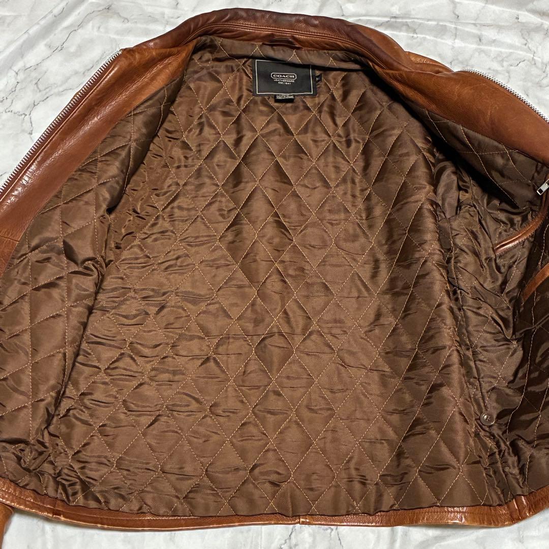 COACH 本革 リアルレザー 茶 ブラウン ライダース フライトジャケット