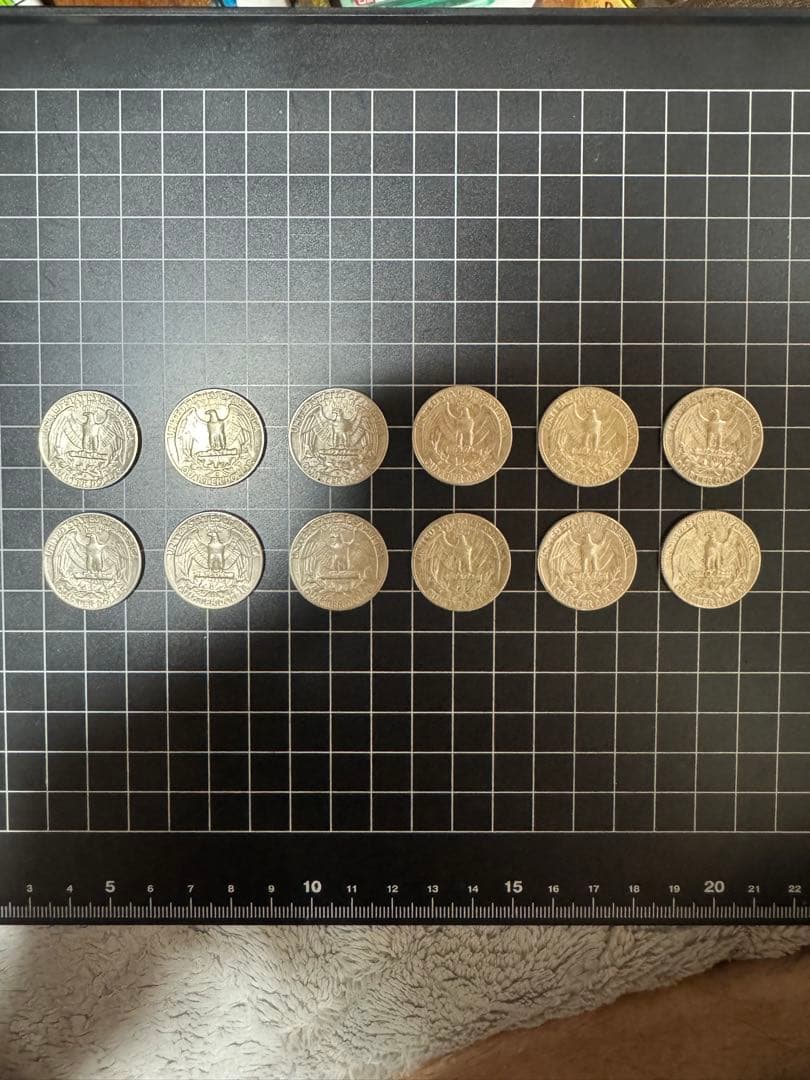 【銀貨】アメリカ1964年 25セント銀貨 12枚セット、ミントマーク(D)