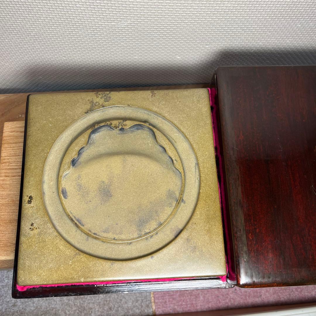 ⭕️澄泥硯　⭕️正方硯　中国　縁起の金運シンボル　ヒキガエル　色合い綺麗