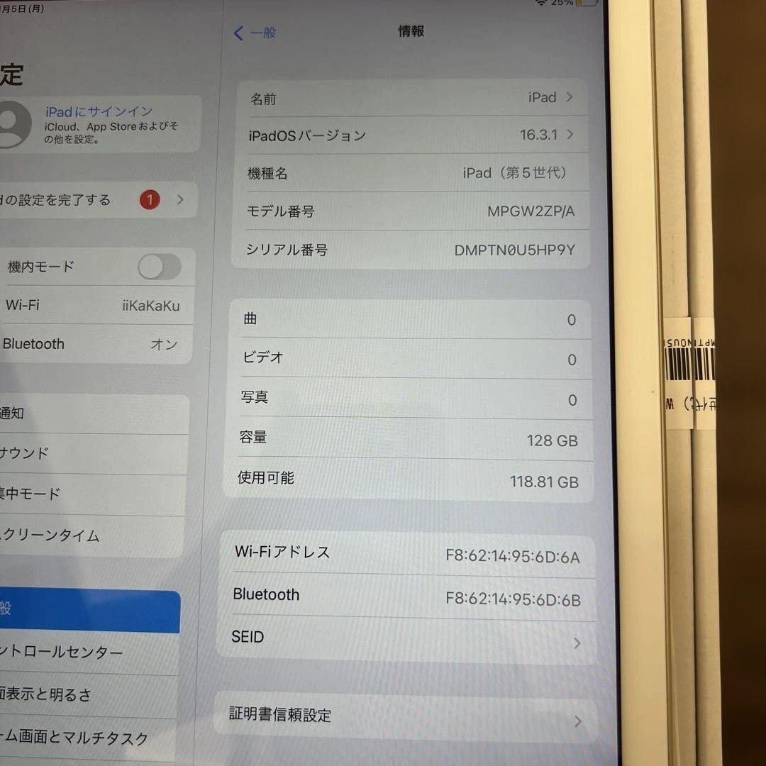 261052Apple iPad (第５世代) Wi-Fi 128GB ゴールド