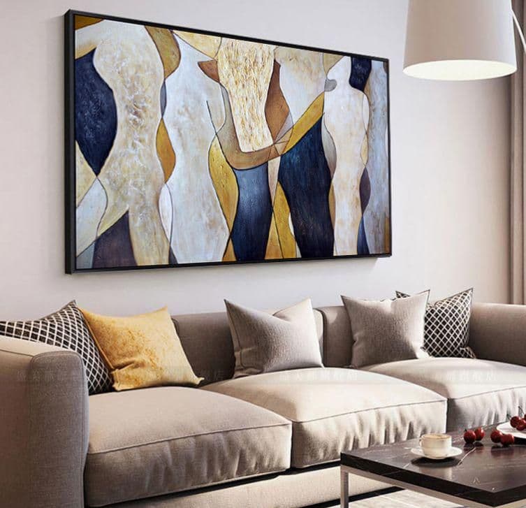 手描きの油絵の人体の抽象的な装飾画の客間の背景の壁は絵を掛けます。