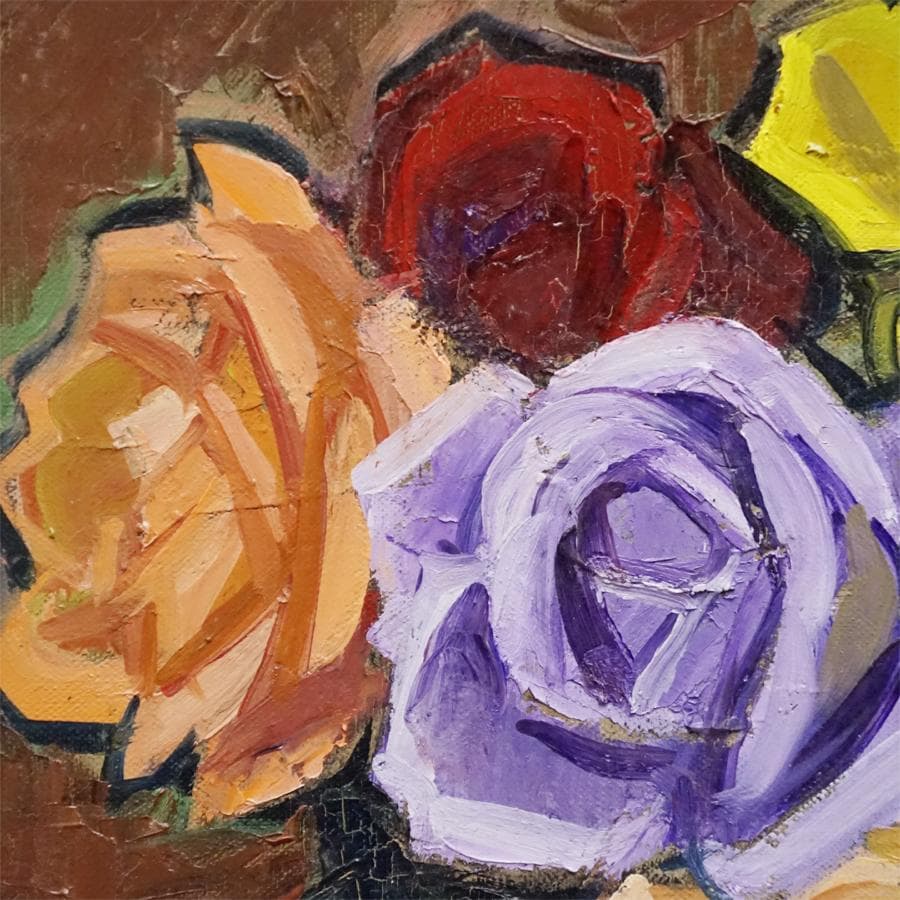 元川嘉津美 バラ 薔薇 油彩油絵 額装 絵画 美術 肉筆 一水会 神戸文化賞