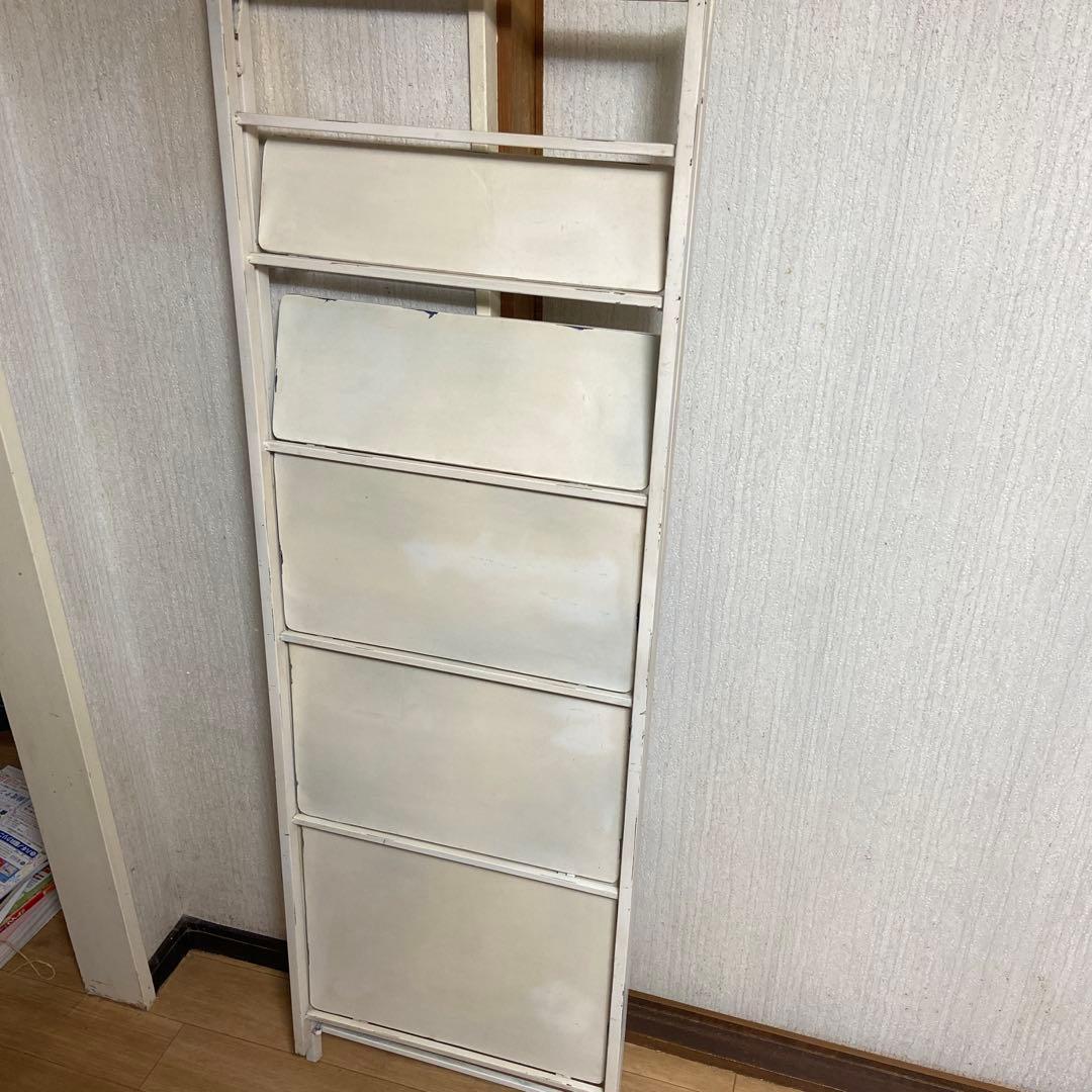 折りたたみ　アイアンラック　シェルフ　アイボリー