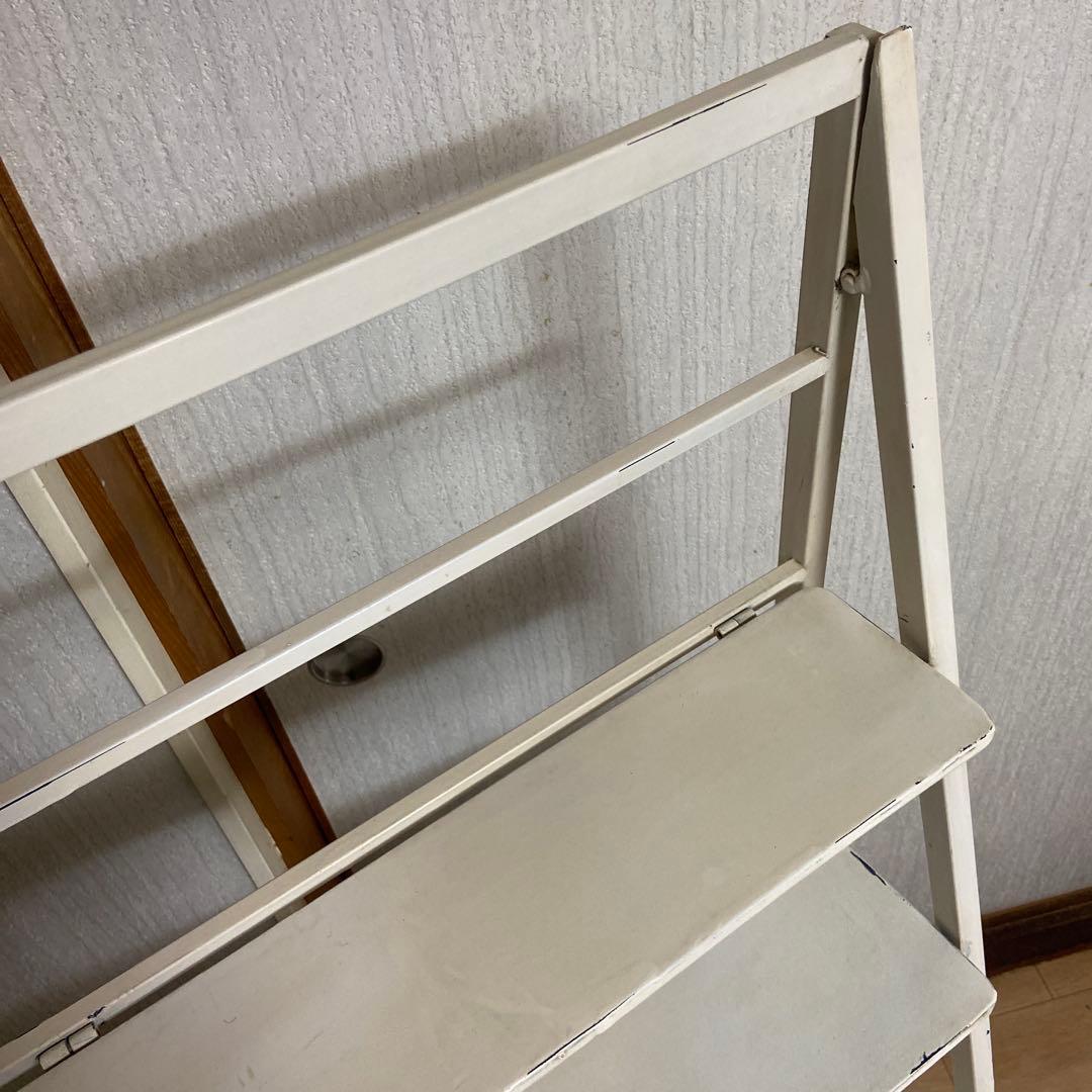 折りたたみ　アイアンラック　シェルフ　アイボリー