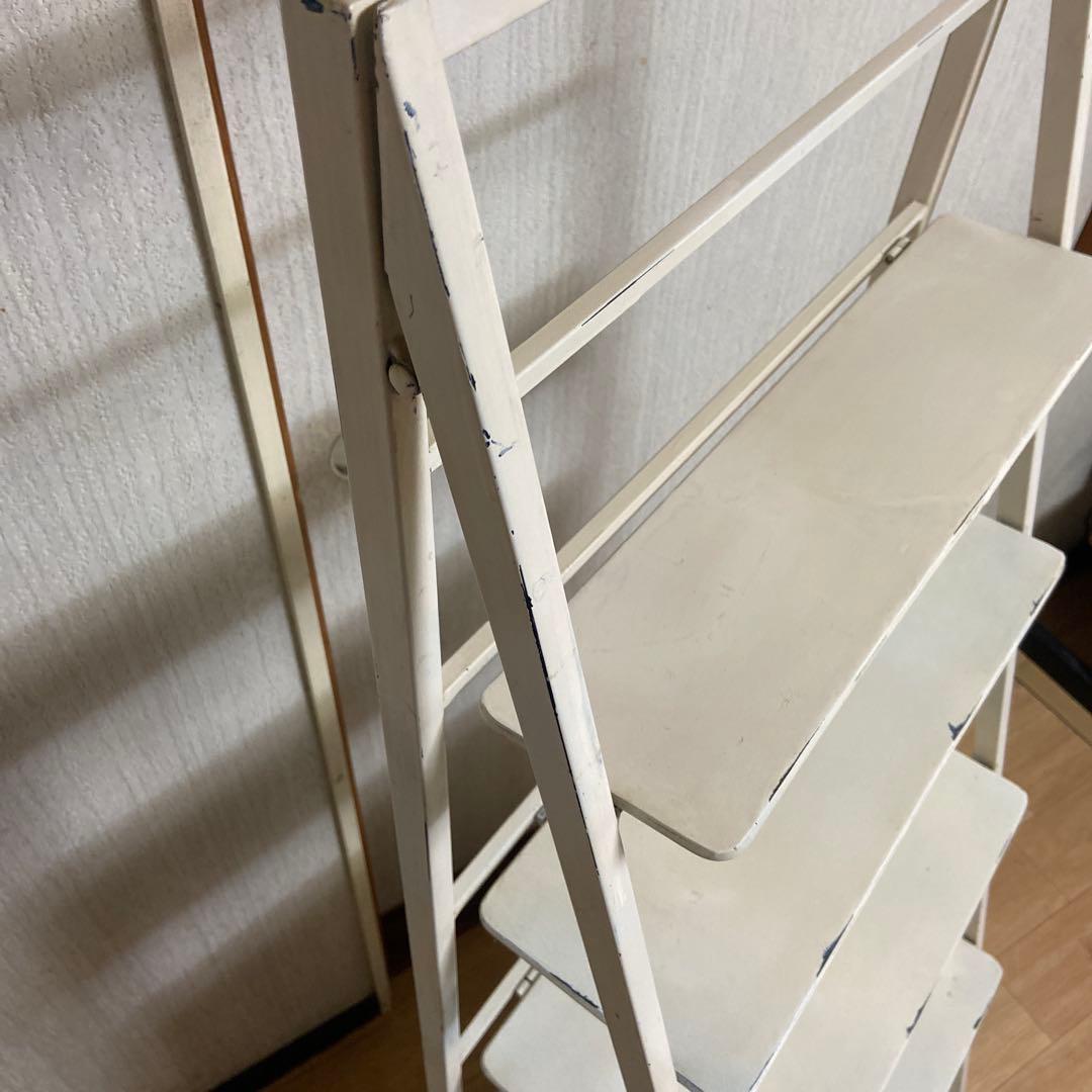 折りたたみ　アイアンラック　シェルフ　アイボリー