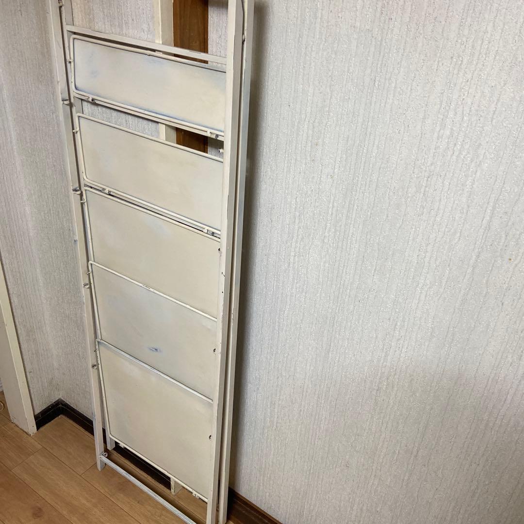 折りたたみ　アイアンラック　シェルフ　アイボリー