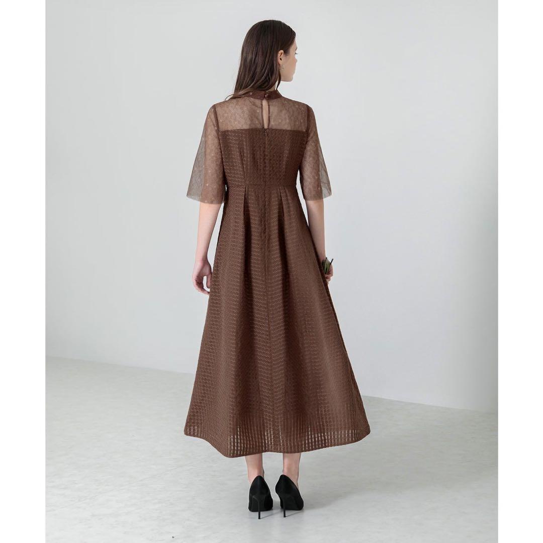 LEJA ビスチェ風切り替えプチハイネック花柄シアーレースワッフル