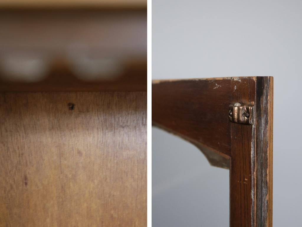 英国アンティーク木製ブックケースキャビネット/本棚/食器棚/飾り棚(91-254