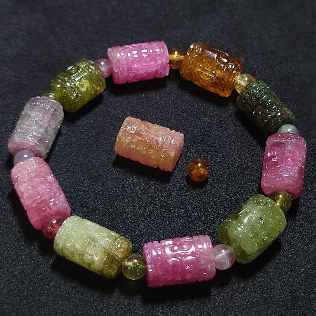 ★(アルハンブラ！)マルチカラートルマリン マニ車型ビーズ ブレス(SA)