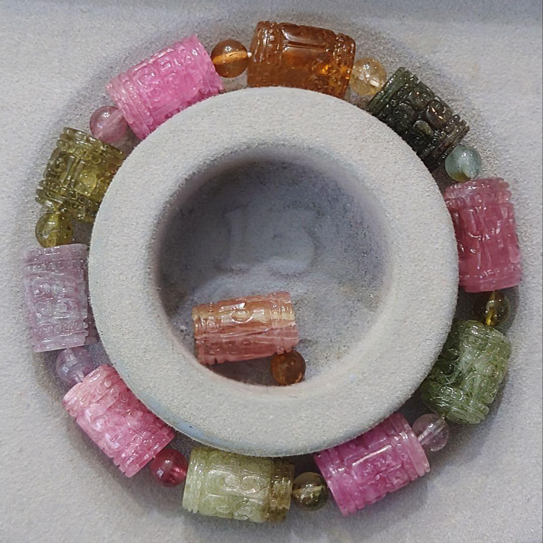 ★(アルハンブラ！)マルチカラートルマリン マニ車型ビーズ ブレス(SA)