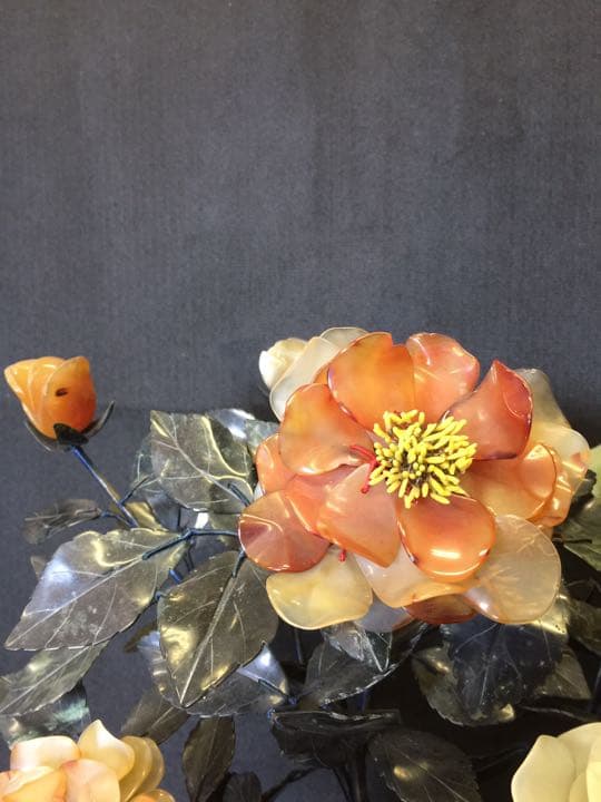 玉石盆栽置物 白玉 墨玉 瑪瑙 綠玉