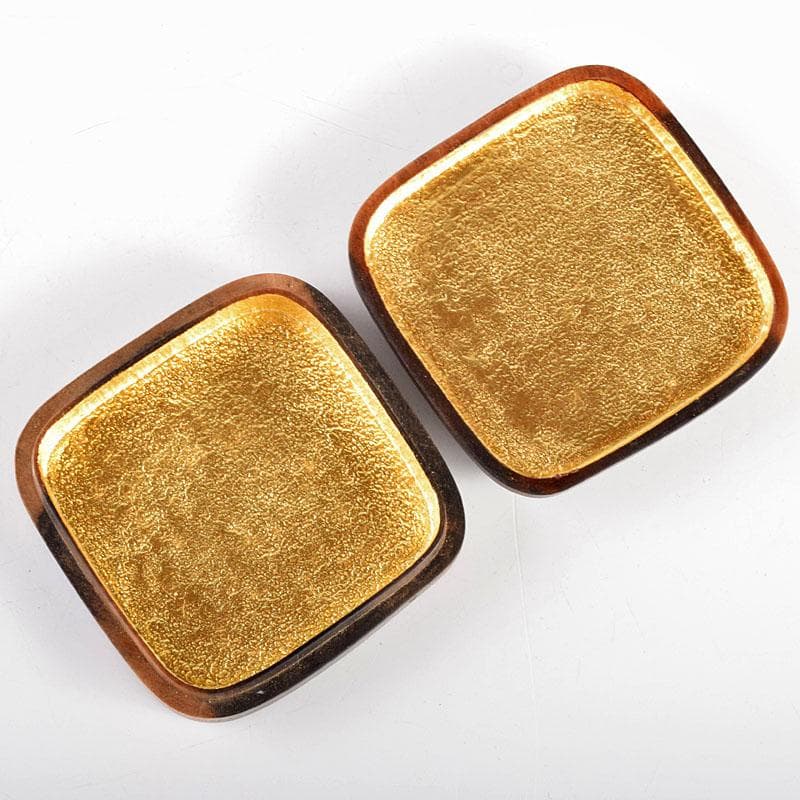 茶道具　道場宗廣作　川蝉蒔絵　黒柿四方香合　共箱　M　R4889