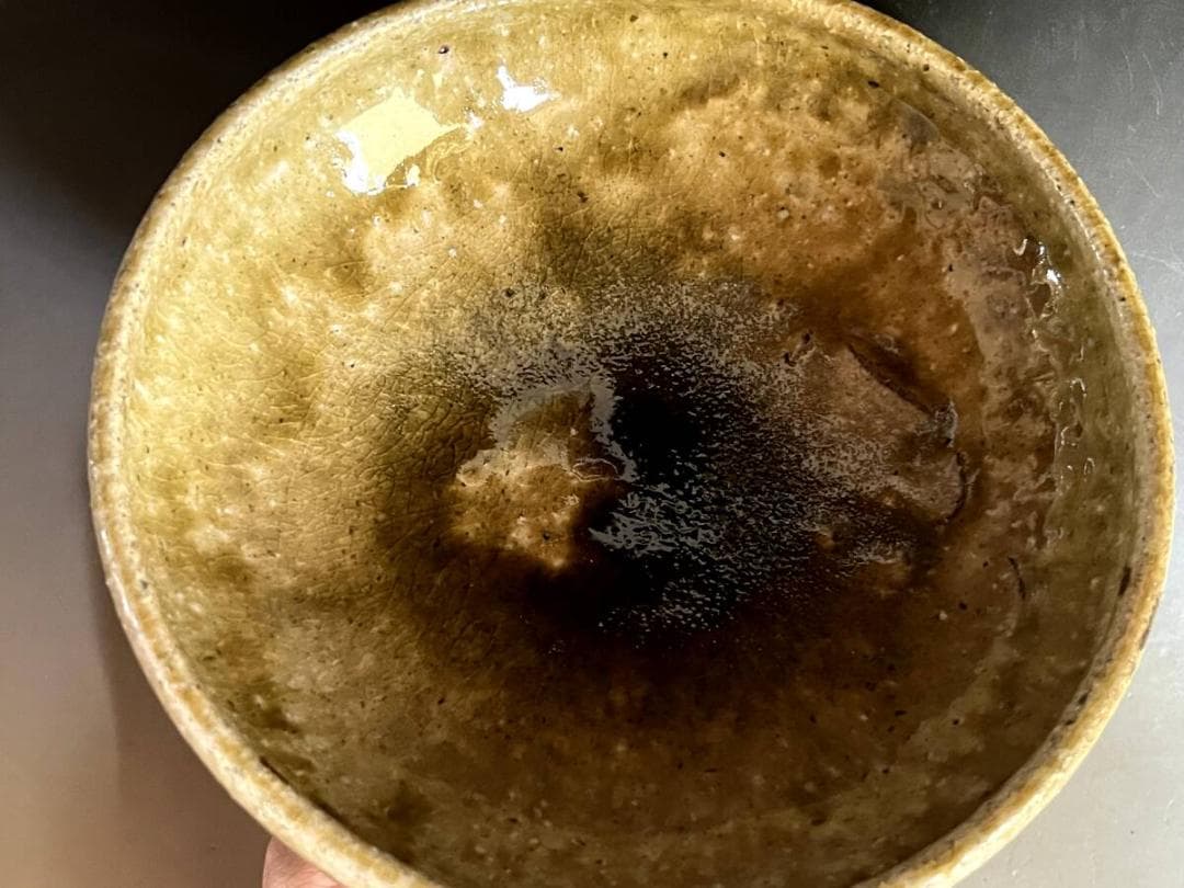 鉢■古瀬戸自然釉浅鉢 緑釉薬 菓子鉢 土物皿 料理鉢 古美術 時代物 骨董品■