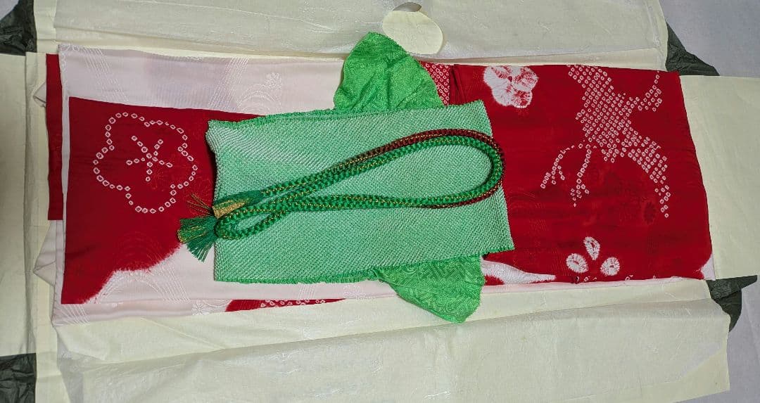 正絹中振袖・長襦袢・帯（帯揚げ/帯締め）フルセット/特殊包装袋付