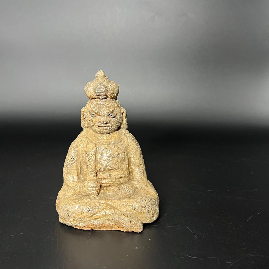 ◎古道具 庵々◎時代物 陶製 閻魔大王像 古陶 仏像 骨董品◎置物仏教美術古美術