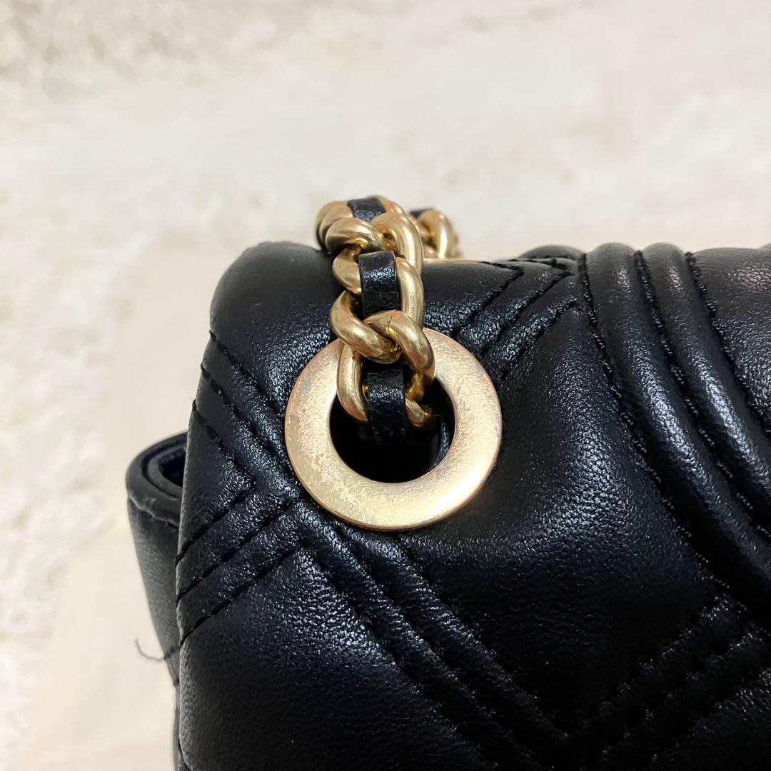 【良品】トリーバーチ＊キルティング ゴールドチェーン レザーブラック