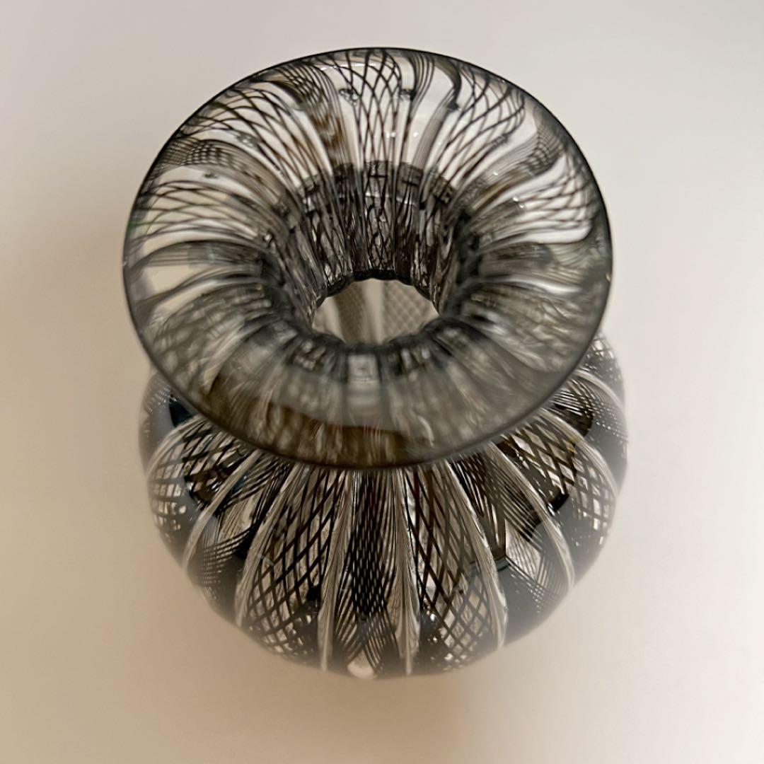 ムラノ／ヴェネチアンガラス＊レース 蓋付 パフュームボトル 香水瓶 一輪挿し