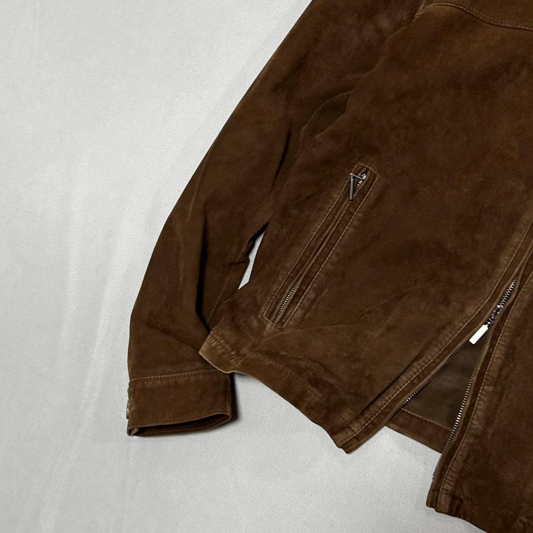 90s イタリア製 ベロア レザー シングルライダース スポーツジャケット