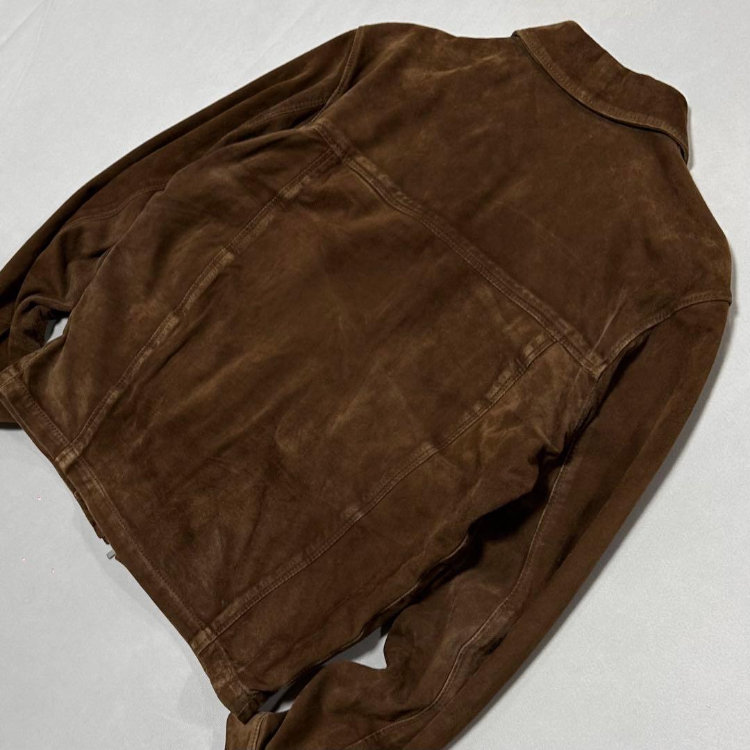 90s イタリア製 ベロア レザー シングルライダース スポーツジャケット