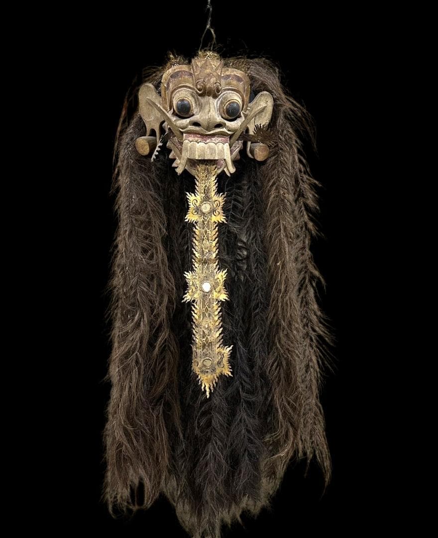 珍品 レア品 バリ島 バロンダンス 舞踊用 お面 民芸 木彫り インドネシア