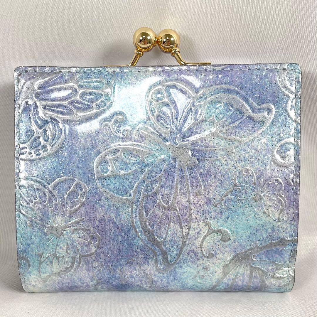 未使用 ANNA SUI アナスイ 二つ折り財布 がま口 パピヨン 蝶 エナメル