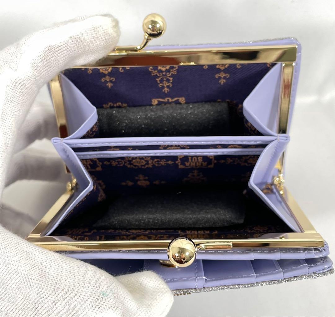 未使用 ANNA SUI アナスイ 二つ折り財布 がま口 パピヨン 蝶 エナメル