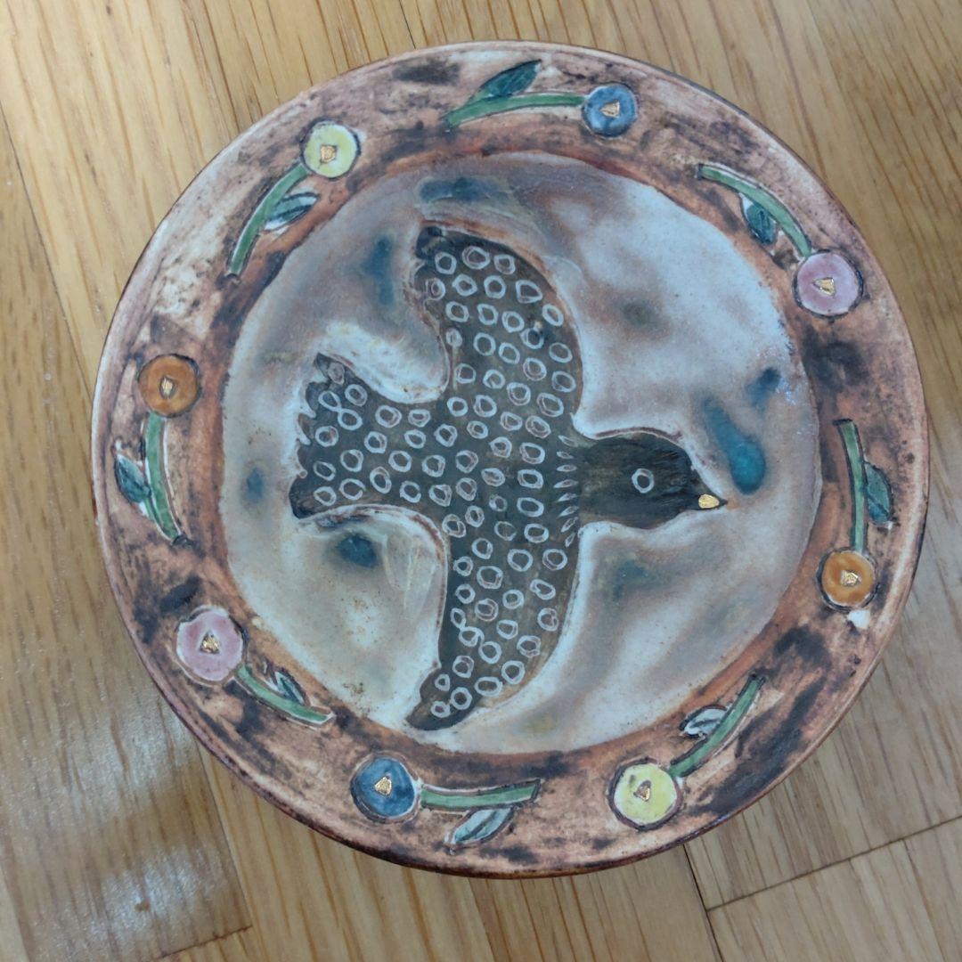 鳥の絵の陶器皿　ミシャコシャ　小皿