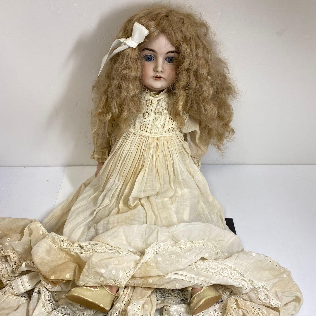 ドイツ製　アンティーク　ビスクドール　ブルースリープアイ　オープンマウス首裏に銘