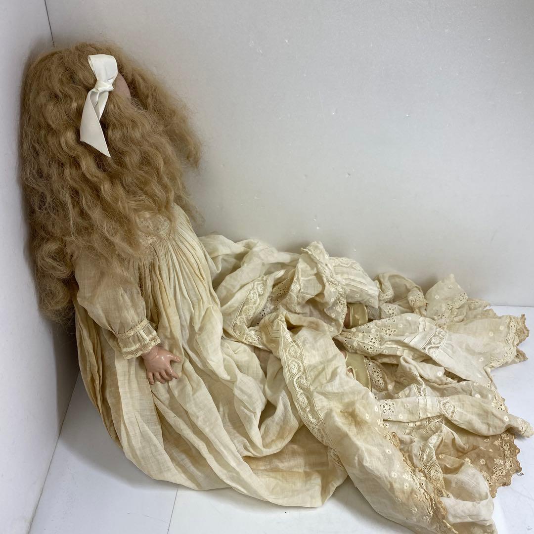 ドイツ製　アンティーク　ビスクドール　ブルースリープアイ　オープンマウス首裏に銘