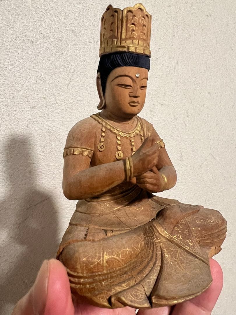 金剛界 大日如来坐像 念持仏 木彫 彩色 截金 仏像 仏教美術 骨董 古美術