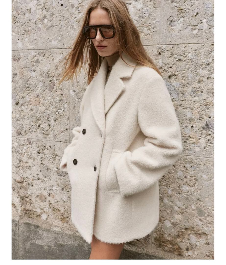 ブークレダブルブレストミディ丈コート　ZARA コート　XS