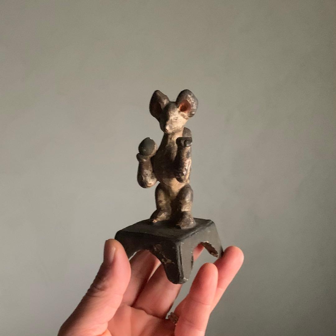 古い 土人形 お稲荷さん No.2 古道具 アンティーク オブジェ 狐