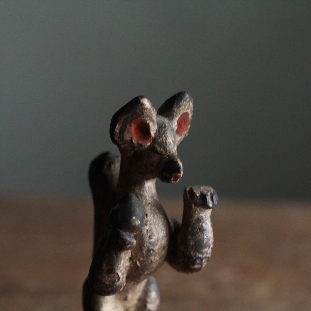 古い 土人形 お稲荷さん No.2 古道具 アンティーク オブジェ 狐