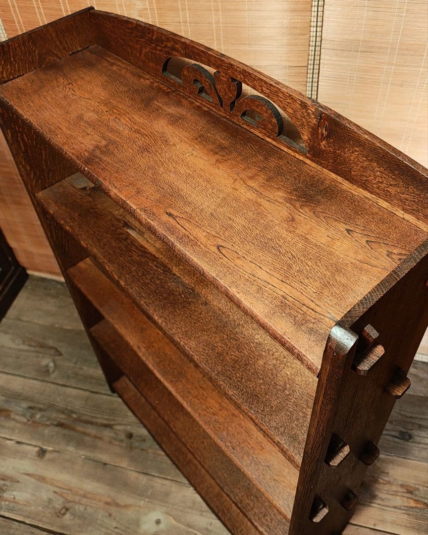 楔5段本棚　木製棚　オープンラック　昭和レトロ　古家具